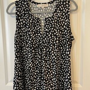 LOFT Black and White Polka Dot Sleeveless Blouse